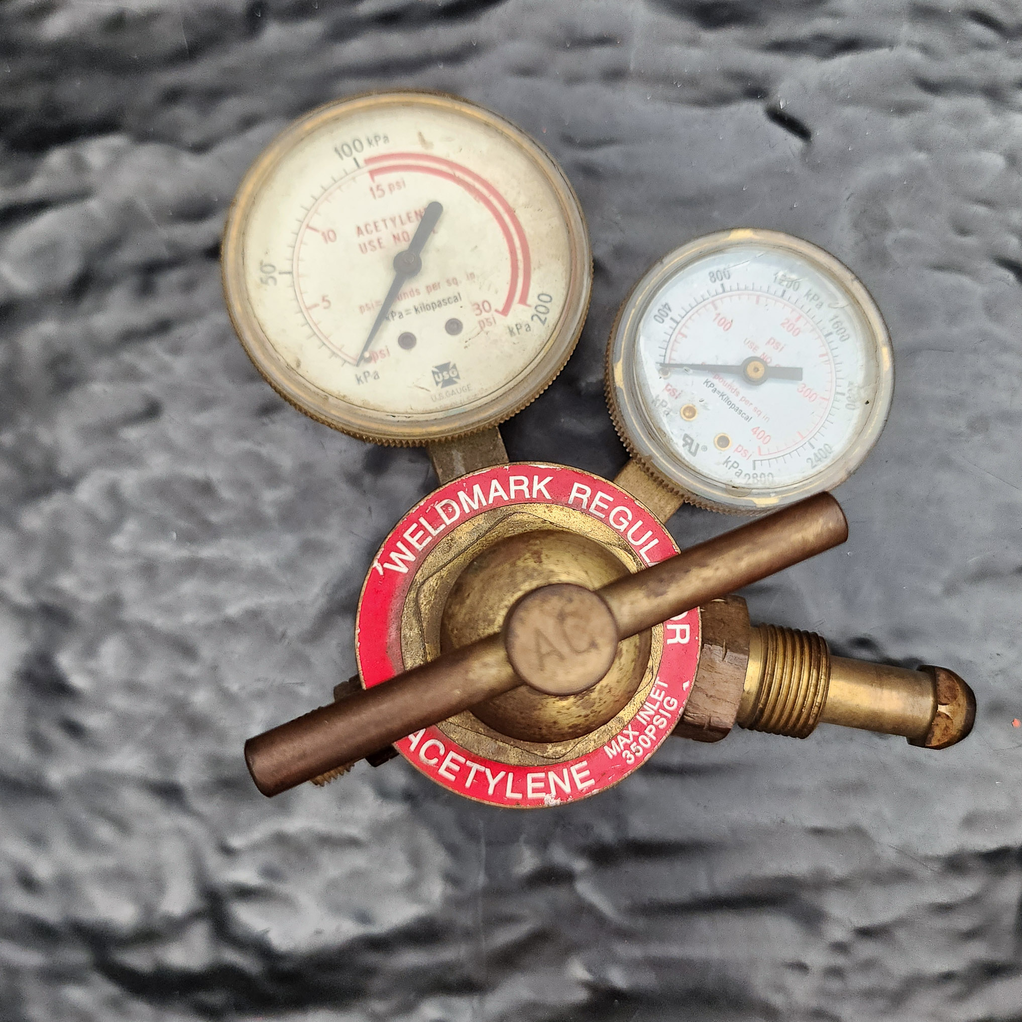 Weldmark LXR-65AC Acetylene Regulator Dual Gauge Brass 48NL MH25744 - Picture 2 of 7